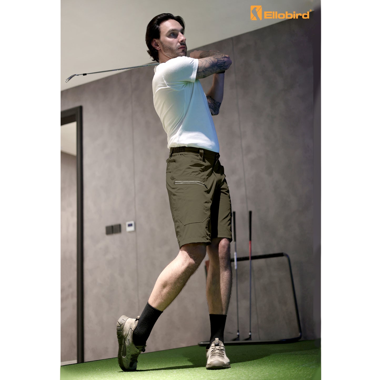 Ellobird Cargo Hiking Tactical Work Shorts for Men Casual Relaxed Fit 4 Way Stretch Water Repellent 6 Pockets Mens Short - Ellobird