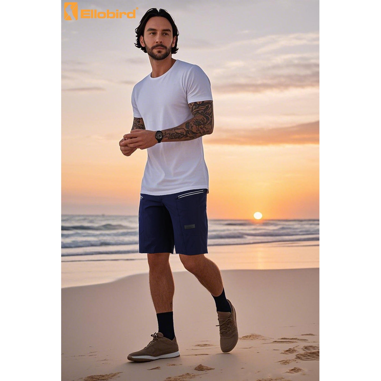 Ellobird Cargo Hiking Tactical Work Shorts for Men Casual Relaxed Fit 4 Way Stretch Water Repellent 6 Pockets Mens Short - Ellobird