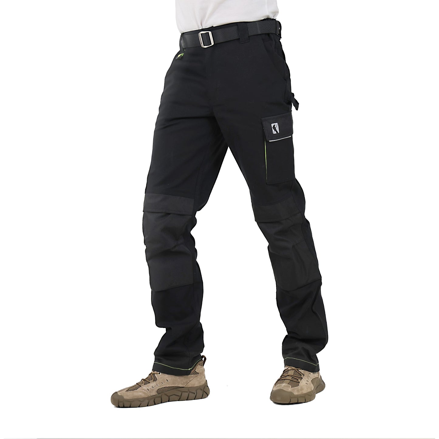 Ellobird Men's Cargo Construction Flex Work Pant for Men Double Knee Reinforcement Stretch Elastic Waistband Tactical Pants - Ellobird
