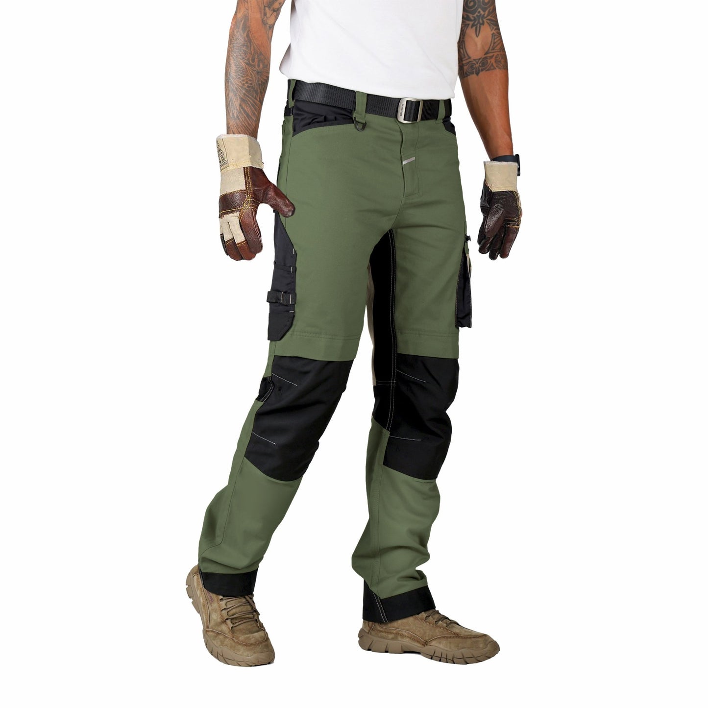 Ellobird Men's Construction Work Utility Pants Relaxed Fit Stretch Flex Cordura Double Knee Reinforcement Carpenter Cargo - Ellobird