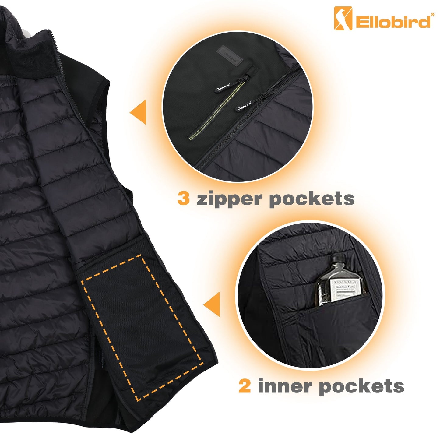 Ellobird Mens Lightweight Puffer Vest Men Work Hiking Casual Winter Cotton Quilted Jacket Workwear - Ellobird