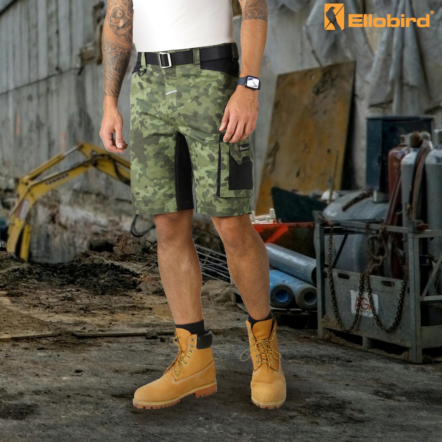Ellobird Work Shorts for Men Construction Pants Mens Workwear Cordura Cargo Loose Fit Utility Carpenter Workwear Short - Ellobird
