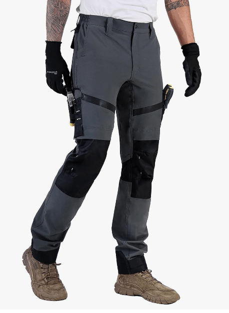Ellobird Consctruction Work Pants for Men Summer Cargo 4 Way Stretch Relaxed Fit Water Repellent Double Knee Work Utility - Ellobird