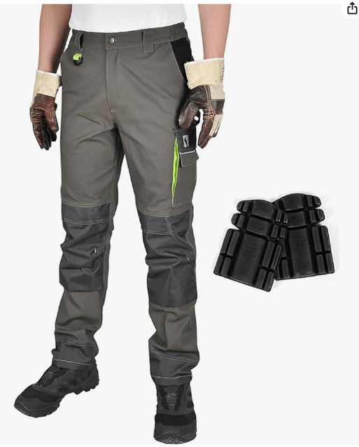 Ellobird Men's Cargo Construction Flex Work Pant for Men Double Knee Reinforcement Stretch Elastic Waistband Tactical Pants - Ellobird
