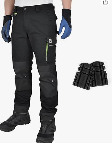Ellobird Men's Cargo Construction Flex Work Pant for Men Double Knee Reinforcement Stretch Elastic Waistband Tactical Pants - Ellobird
