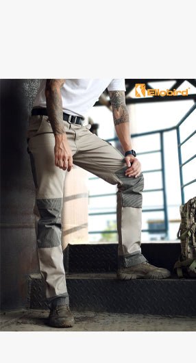 Ellobird Men's Cargo Construction Flex Work Pant for Men Double Knee Reinforcement Stretch Elastic Waistband Tactical Pants - Ellobird