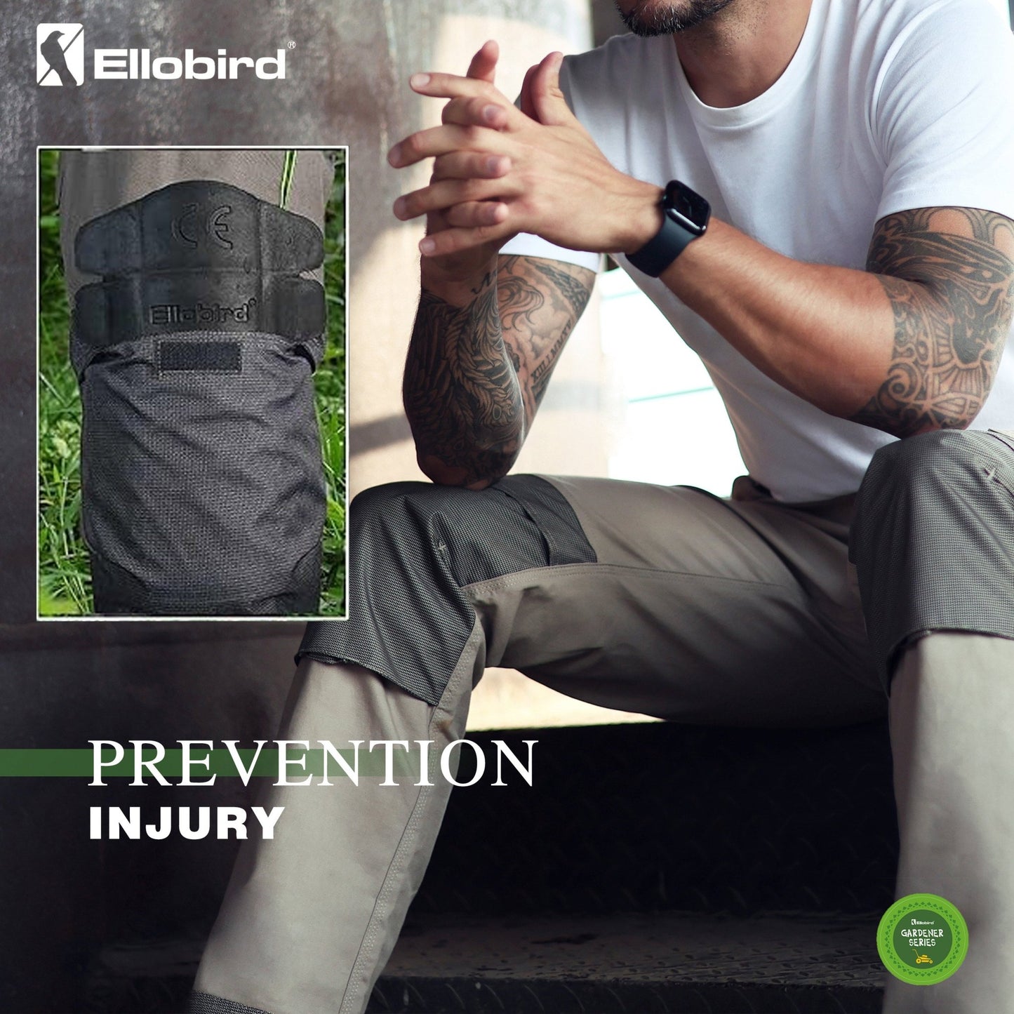 Ellobird Men's Cargo Construction Flex Work Pant for Men Double Knee Reinforcement Stretch Elastic Waistband Tactical Pants - Ellobird