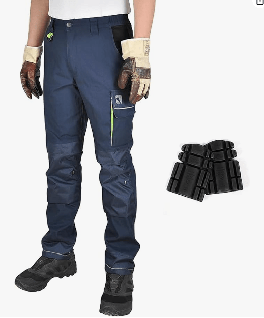 Ellobird Men's Cargo Construction Flex Work Pant for Men Double Knee Reinforcement Stretch Elastic Waistband Tactical Pants - Ellobird