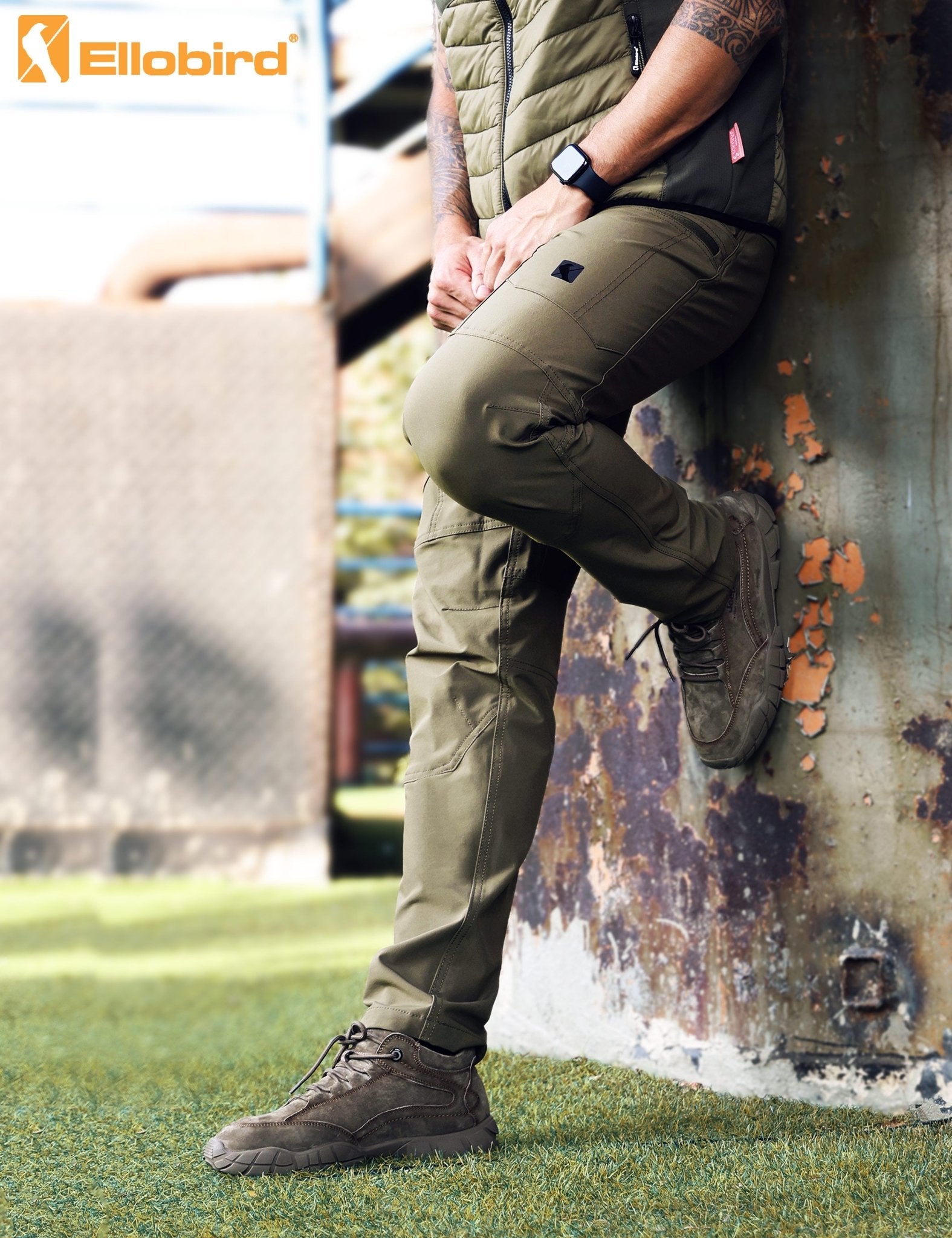 Ellobird Mens Flex Cargo Hiking Pants, Waterproof Stretch Lightweight Trousers - Ellobird