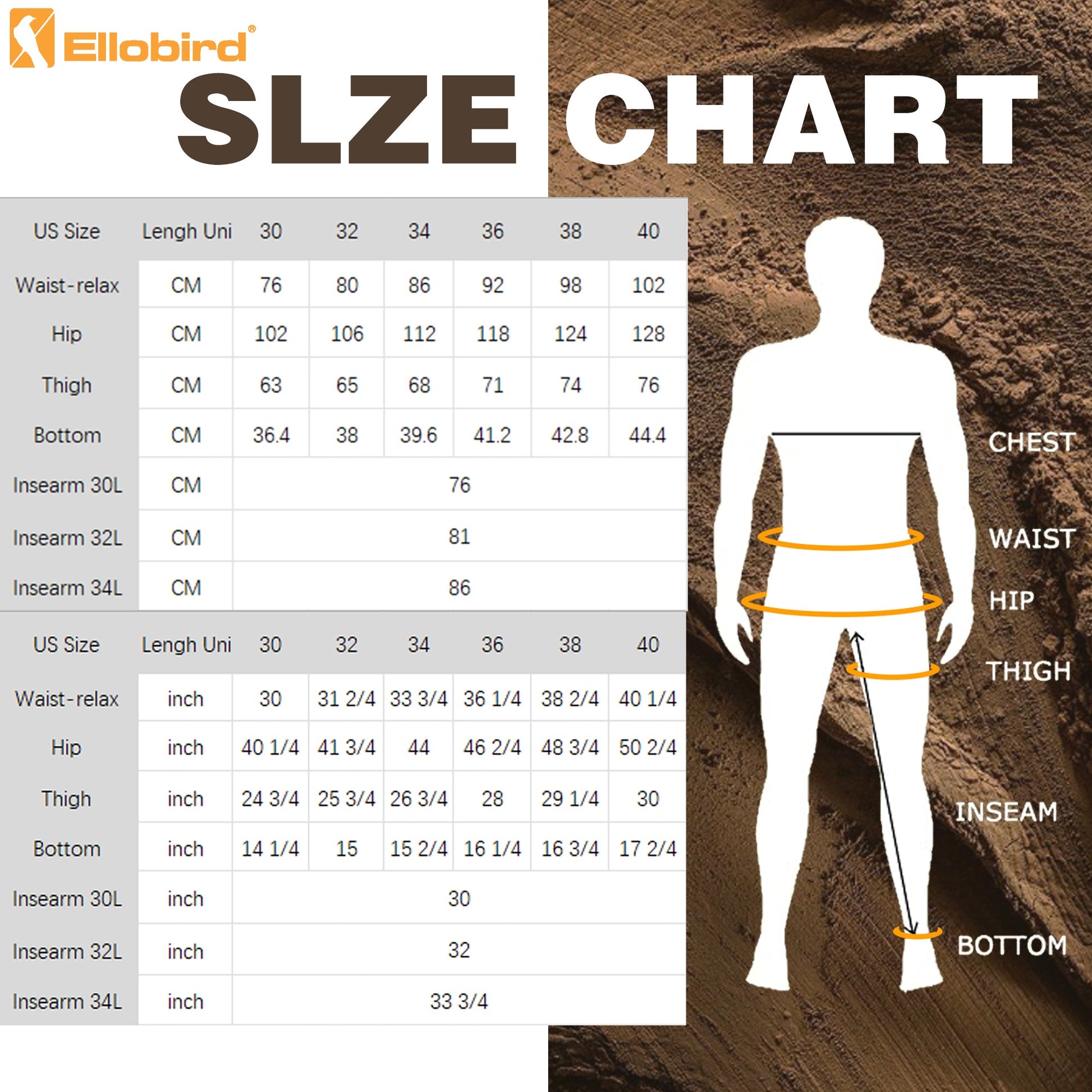 Ellobird Mens Flex Cargo Hiking Pants, Waterproof Stretch Lightweight Trousers - Ellobird