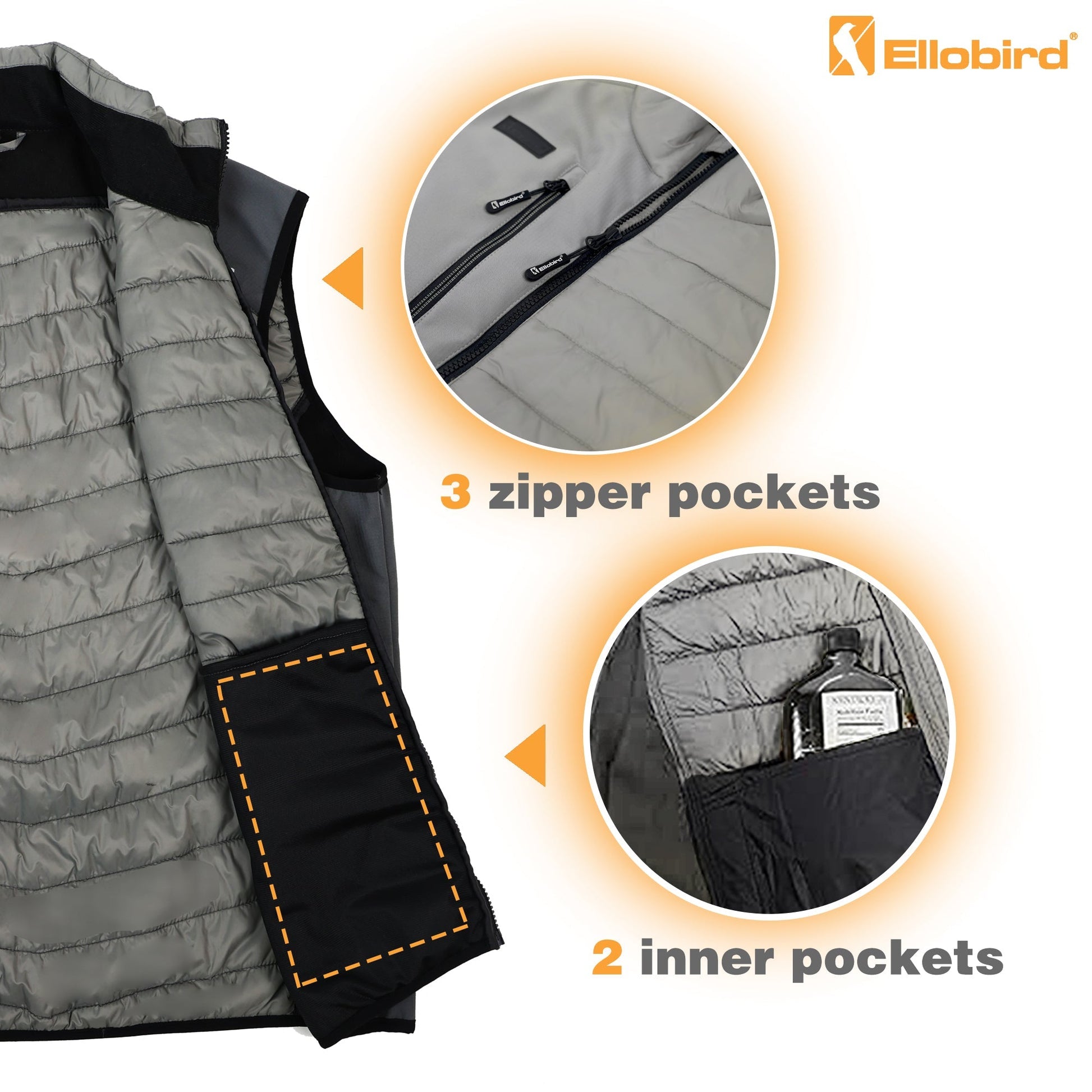 Ellobird Mens Lightweight Puffer Vest Men Work Hiking Casual Winter Cotton Quilted Jacket Workwear - Ellobird