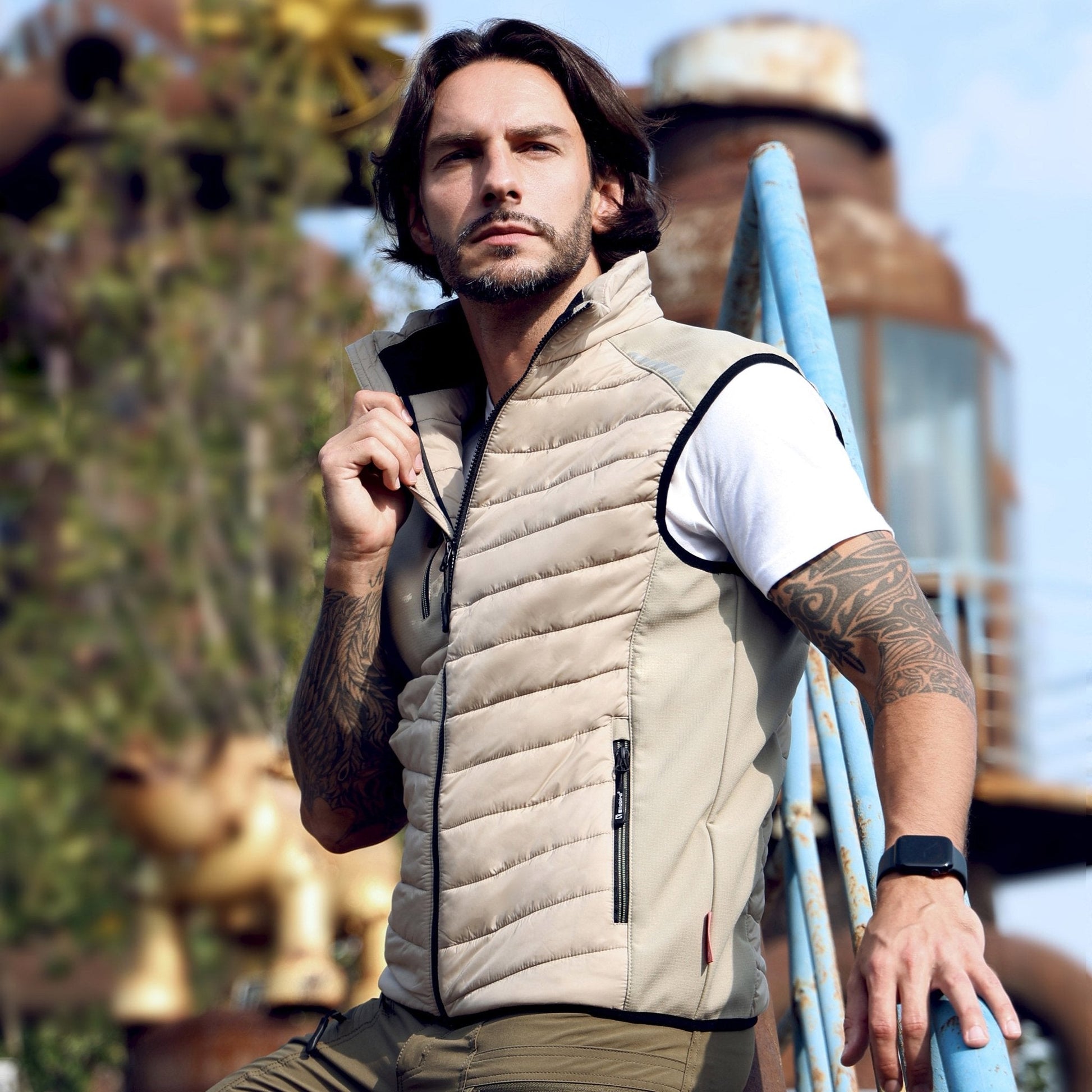 Ellobird Mens Lightweight Puffer Vest Men Work Hiking Casual Winter Cotton Quilted Jacket Workwear - Ellobird