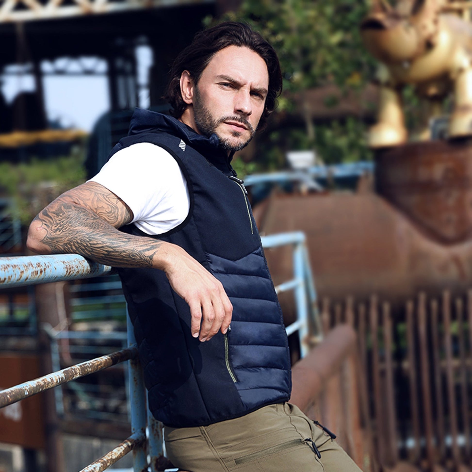 Ellobird Mens Lightweight Puffer Vest Men Work Hiking Casual Winter Cotton Quilted Jacket Workwear - Ellobird