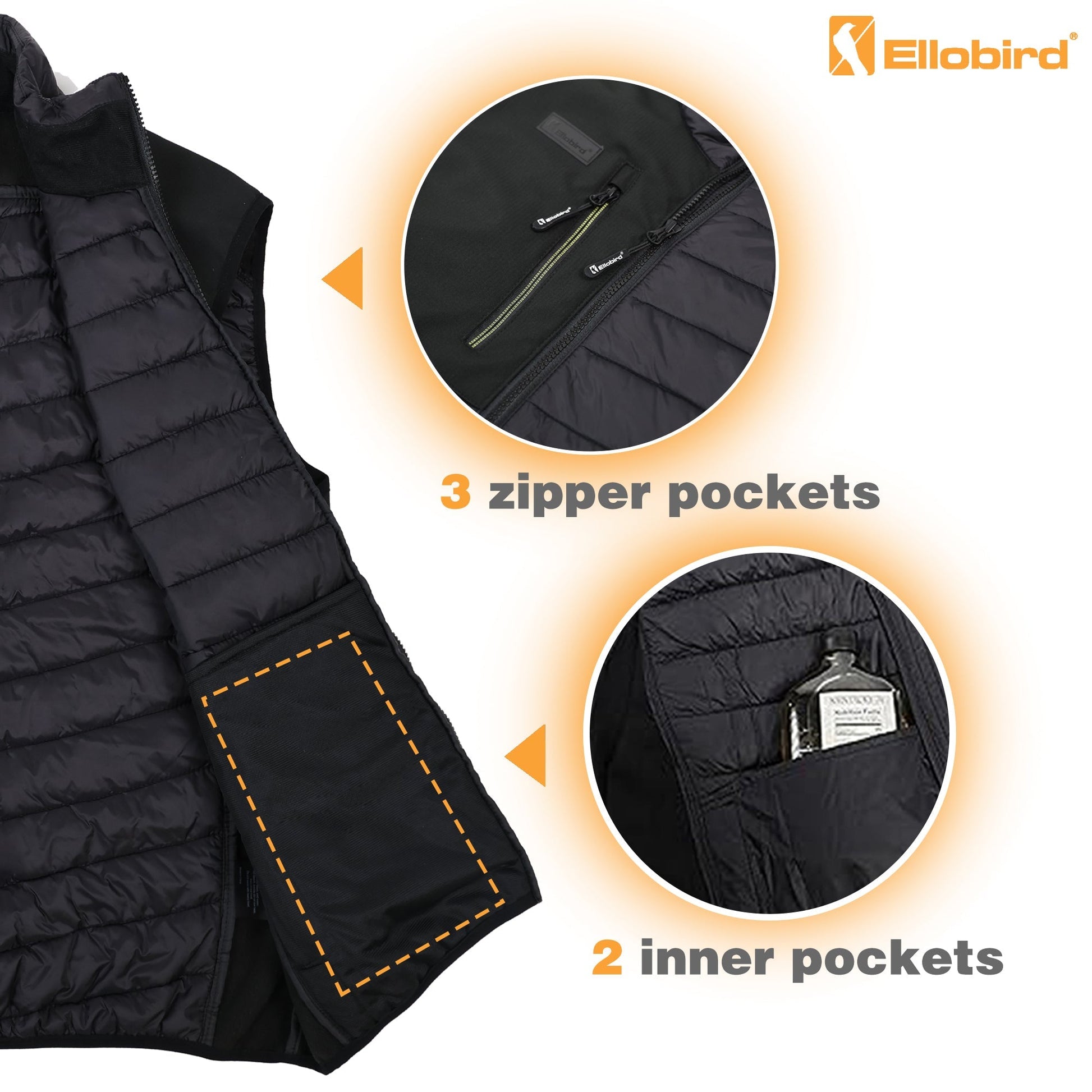Ellobird Mens Lightweight Puffer Vest Men Work Hiking Casual Winter Cotton Quilted Jacket Workwear - Ellobird