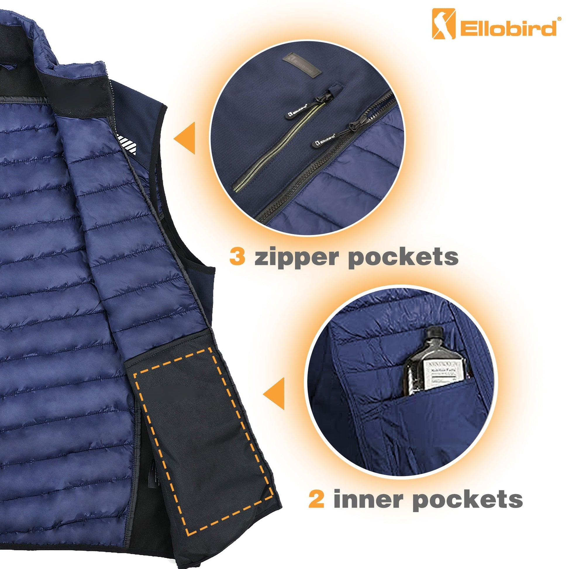 Ellobird Mens Lightweight Puffer Vest Men Work Hiking Casual Winter Cotton Quilted Jacket Workwear - Ellobird