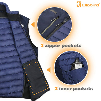 Ellobird Mens Lightweight Puffer Vest Men Work Hiking Casual Winter Cotton Quilted Jacket Workwear - Ellobird