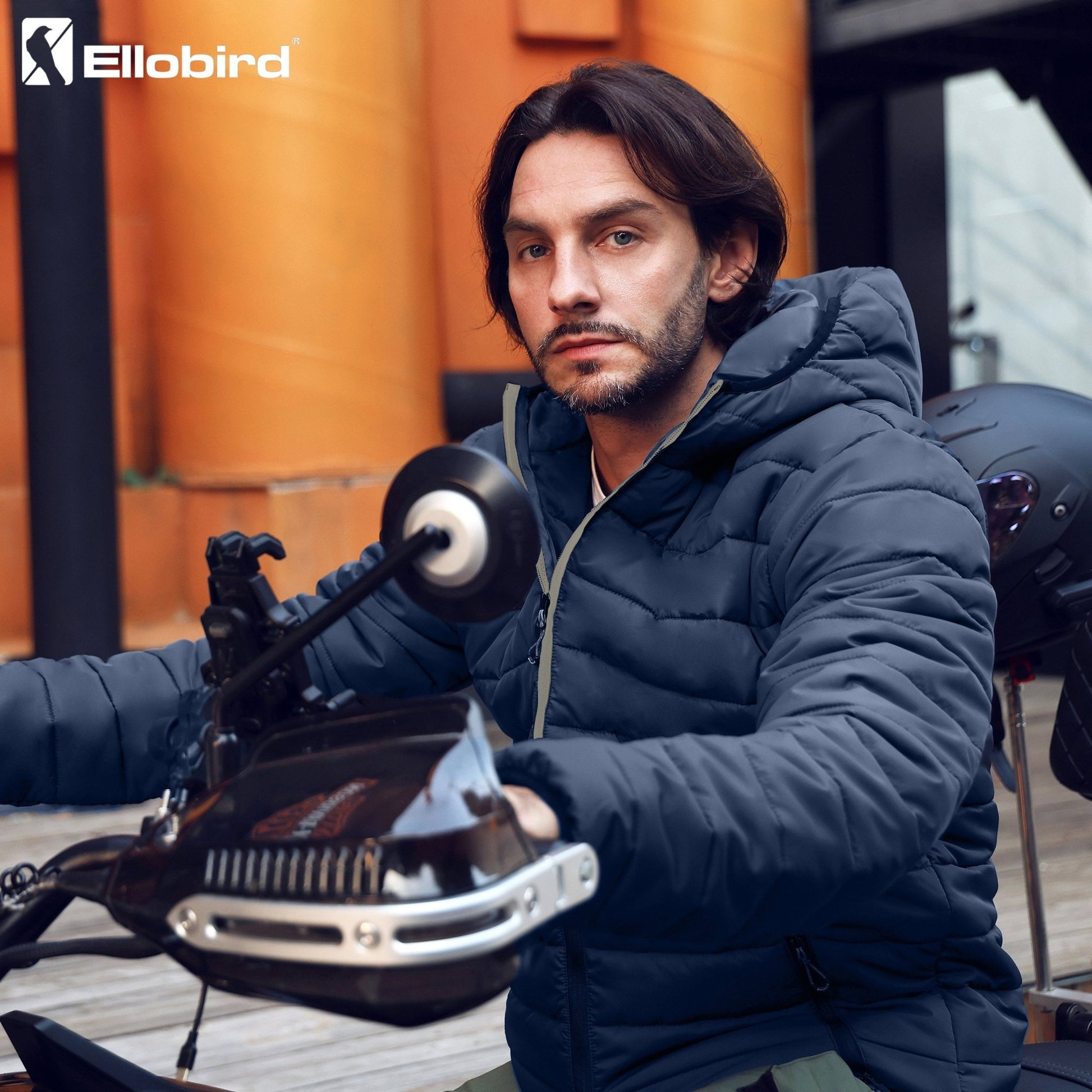 Ellobird Mens Puffer Coat Men Lightweight Winter Coats Jacket Hood Packable - Ellobird
