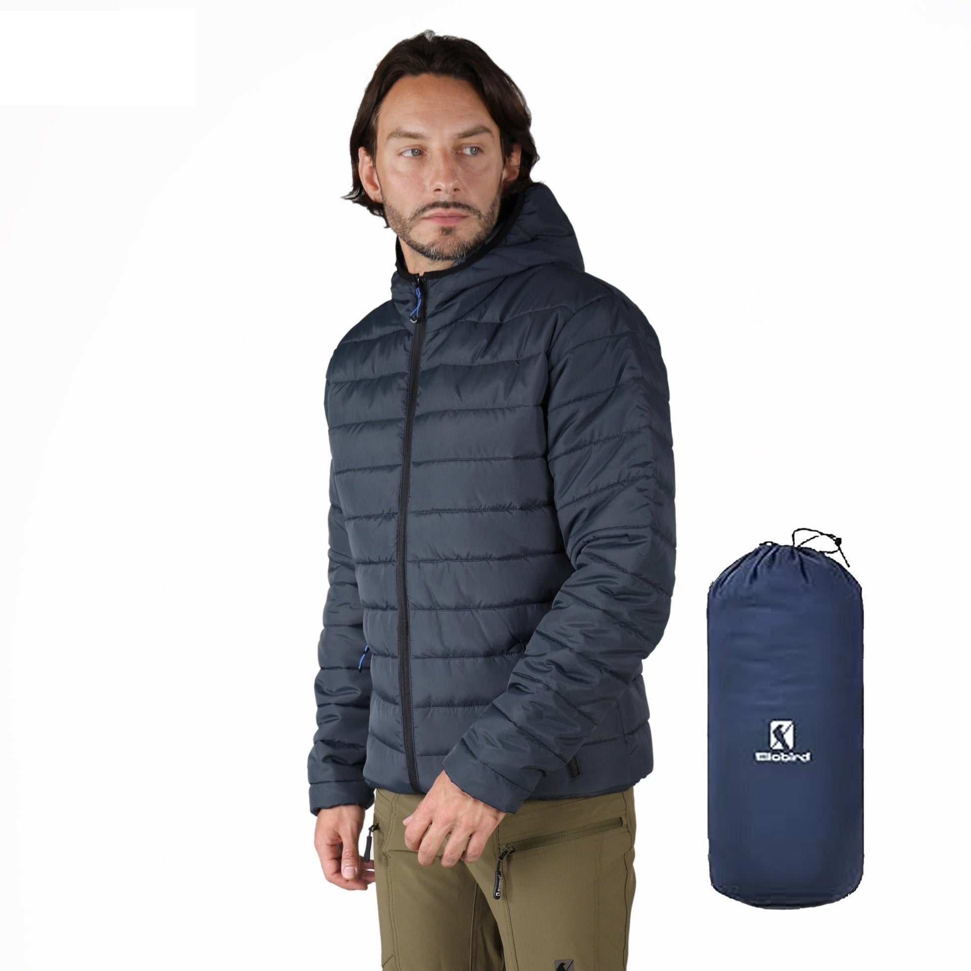 Ellobird Mens Puffer Coat Men Lightweight Winter Coats Jacket Hood Packable - Ellobird