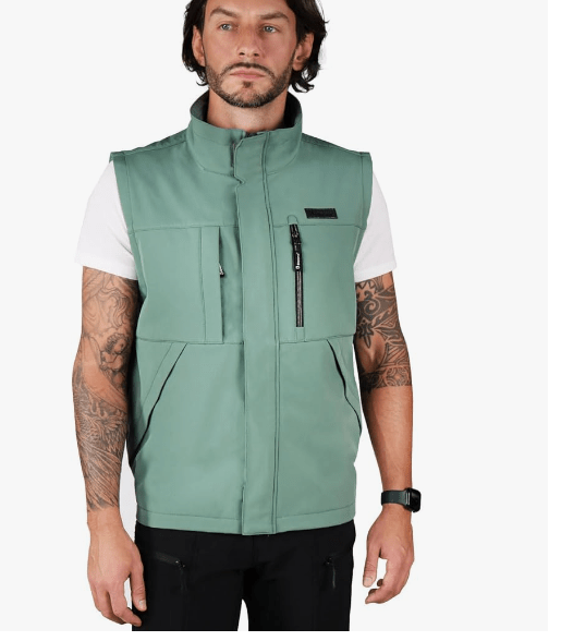 Ellobird Men's Softshell Vest, Warm Windproof Zip Pockets Waterproof Outerwear, Casual Hiking Travel Golf Sleeveless Jacket - Ellobird