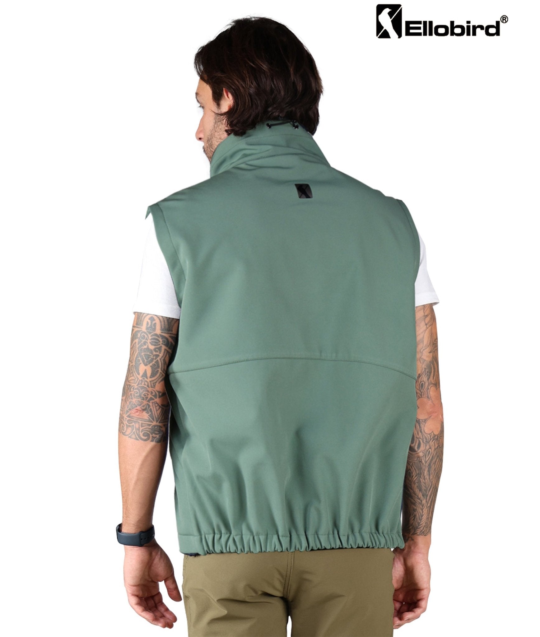 Ellobird Men's Softshell Vest, Warm Windproof Zip Pockets Waterproof Outerwear, Casual Hiking Travel Golf Sleeveless Jacket - Ellobird