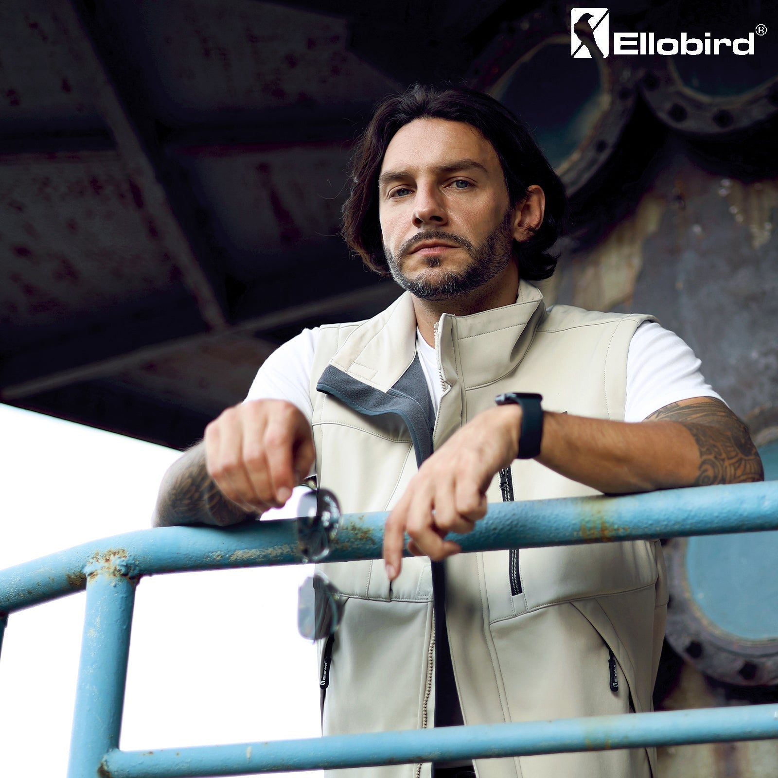 Ellobird Men's Softshell Vest, Warm Windproof Zip Pockets Waterproof Outerwear, Casual Hiking Travel Golf Sleeveless Jacket - Ellobird