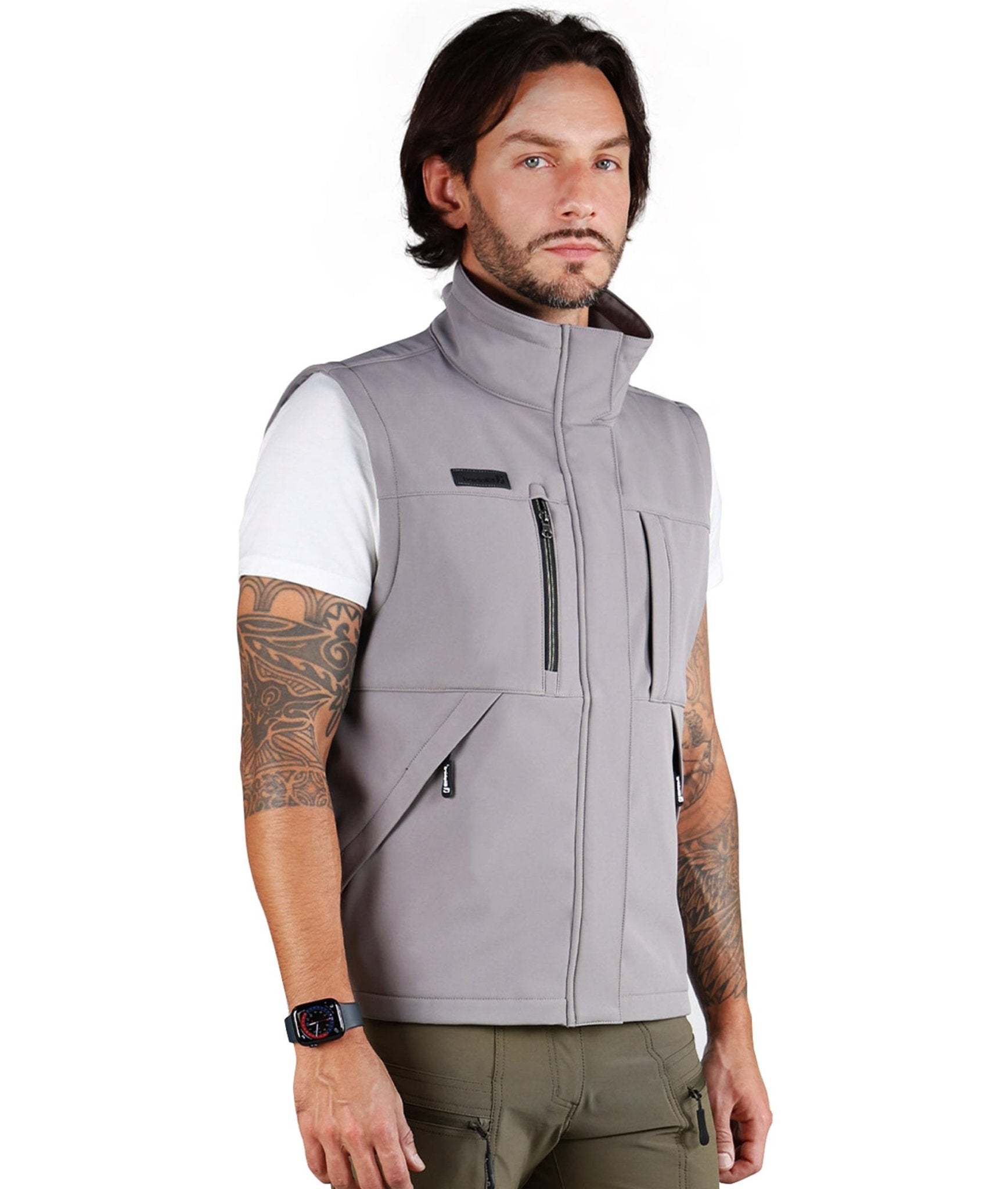 Ellobird Men's Softshell Vest, Warm Windproof Zip Pockets Waterproof Outerwear, Casual Hiking Travel Golf Sleeveless Jacket - Ellobird
