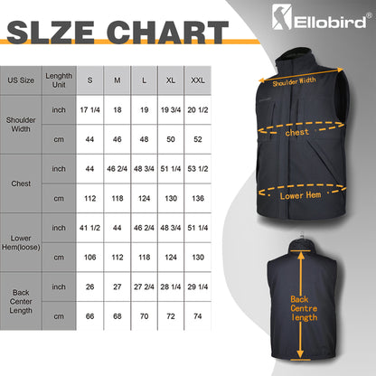 Ellobird Men's Softshell Vest, Warm Windproof Zip Pockets Waterproof Outerwear, Casual Hiking Travel Golf Sleeveless Jacket - Ellobird