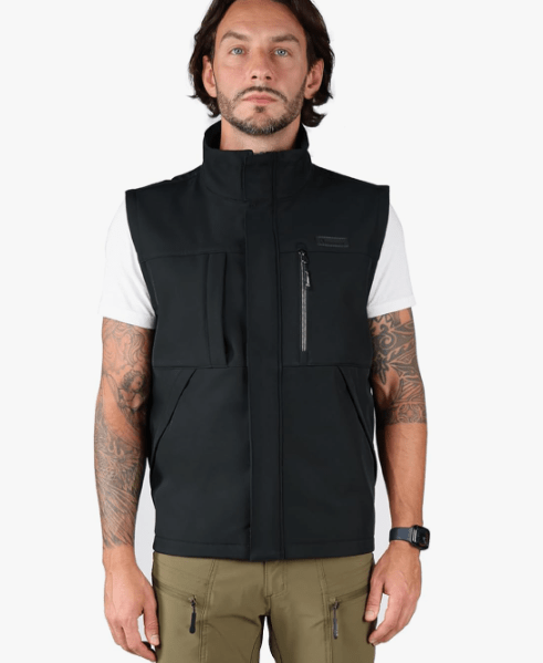 Ellobird Men's Softshell Vest, Warm Windproof Zip Pockets Waterproof Outerwear, Casual Hiking Travel Golf Sleeveless Jacket - Ellobird