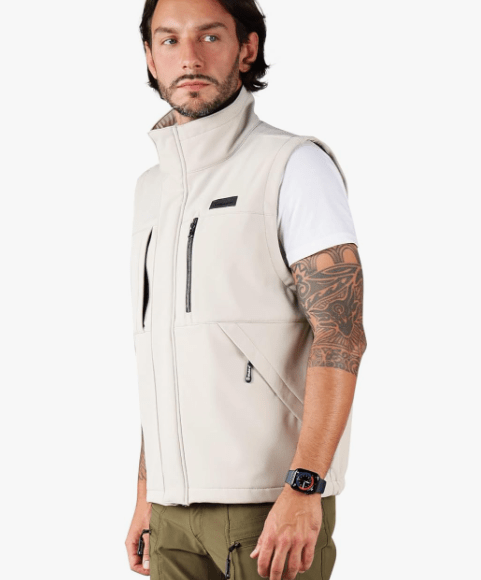 Ellobird Men's Softshell Vest, Warm Windproof Zip Pockets Waterproof Outerwear, Casual Hiking Travel Golf Sleeveless Jacket - Ellobird