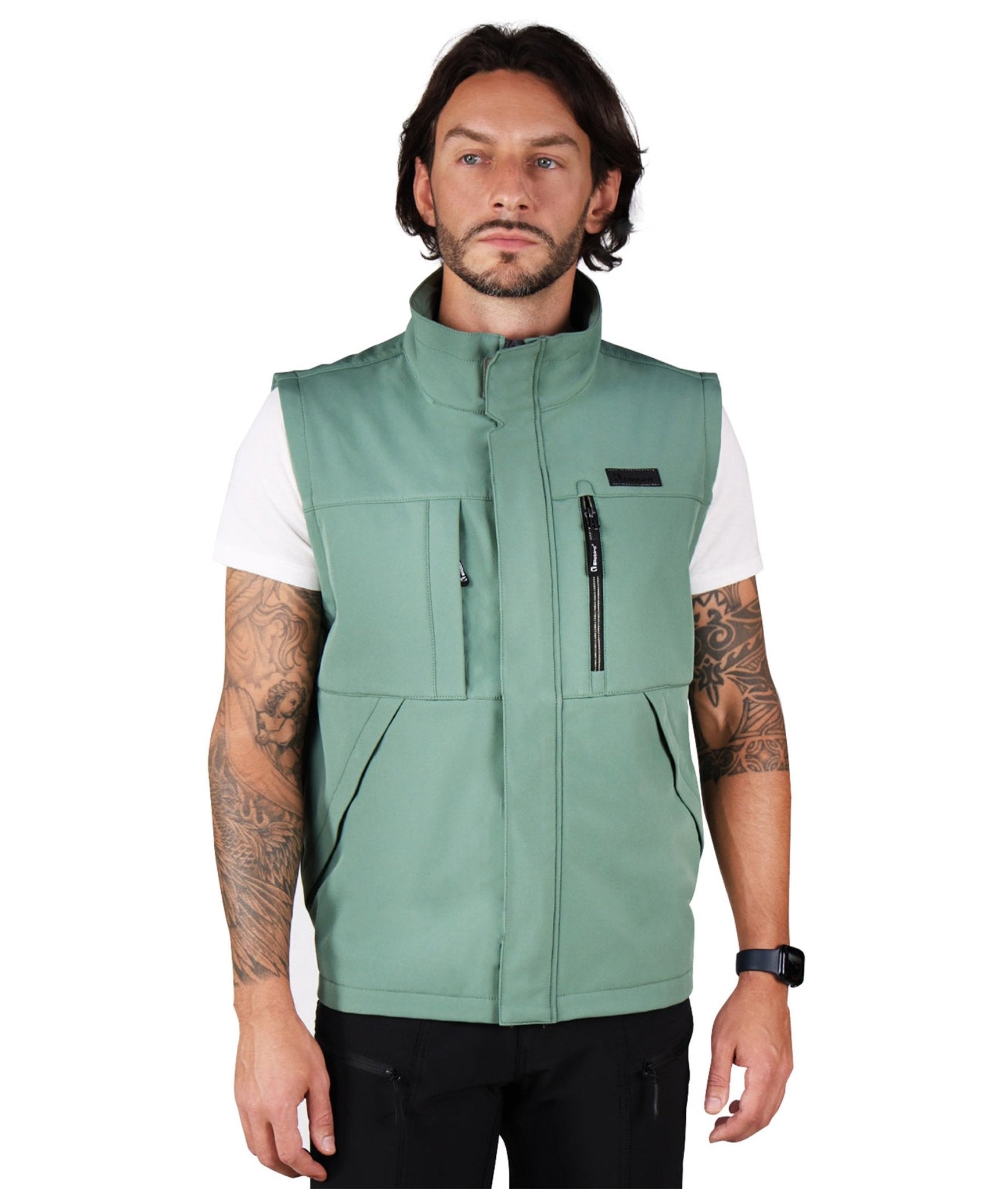 Ellobird Men's Softshell Vest, Warm Windproof Zip Pockets Waterproof Outerwear, Casual Hiking Travel Golf Sleeveless Jacket - Ellobird