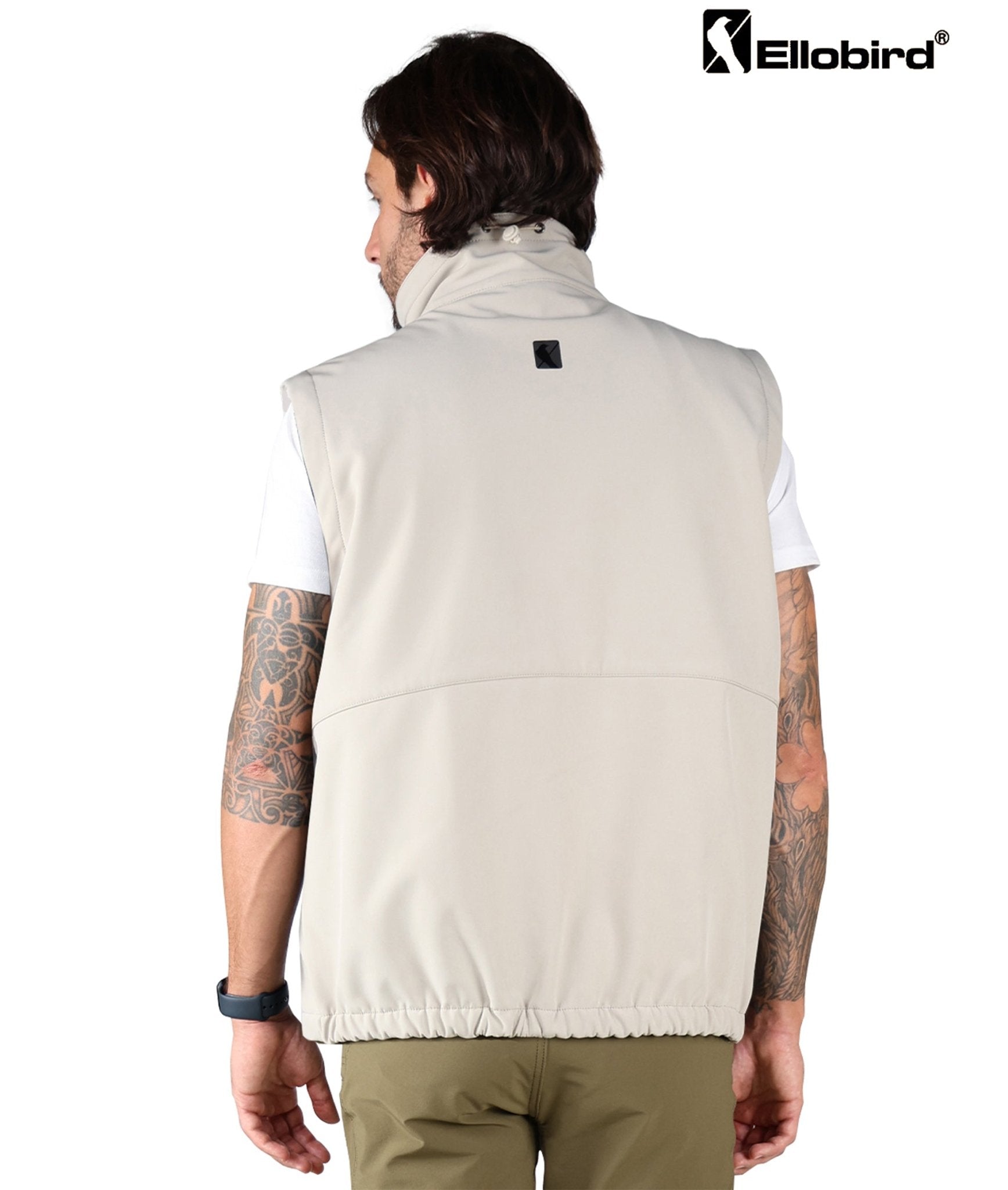 Ellobird Men's Softshell Vest, Warm Windproof Zip Pockets Waterproof Outerwear, Casual Hiking Travel Golf Sleeveless Jacket - Ellobird