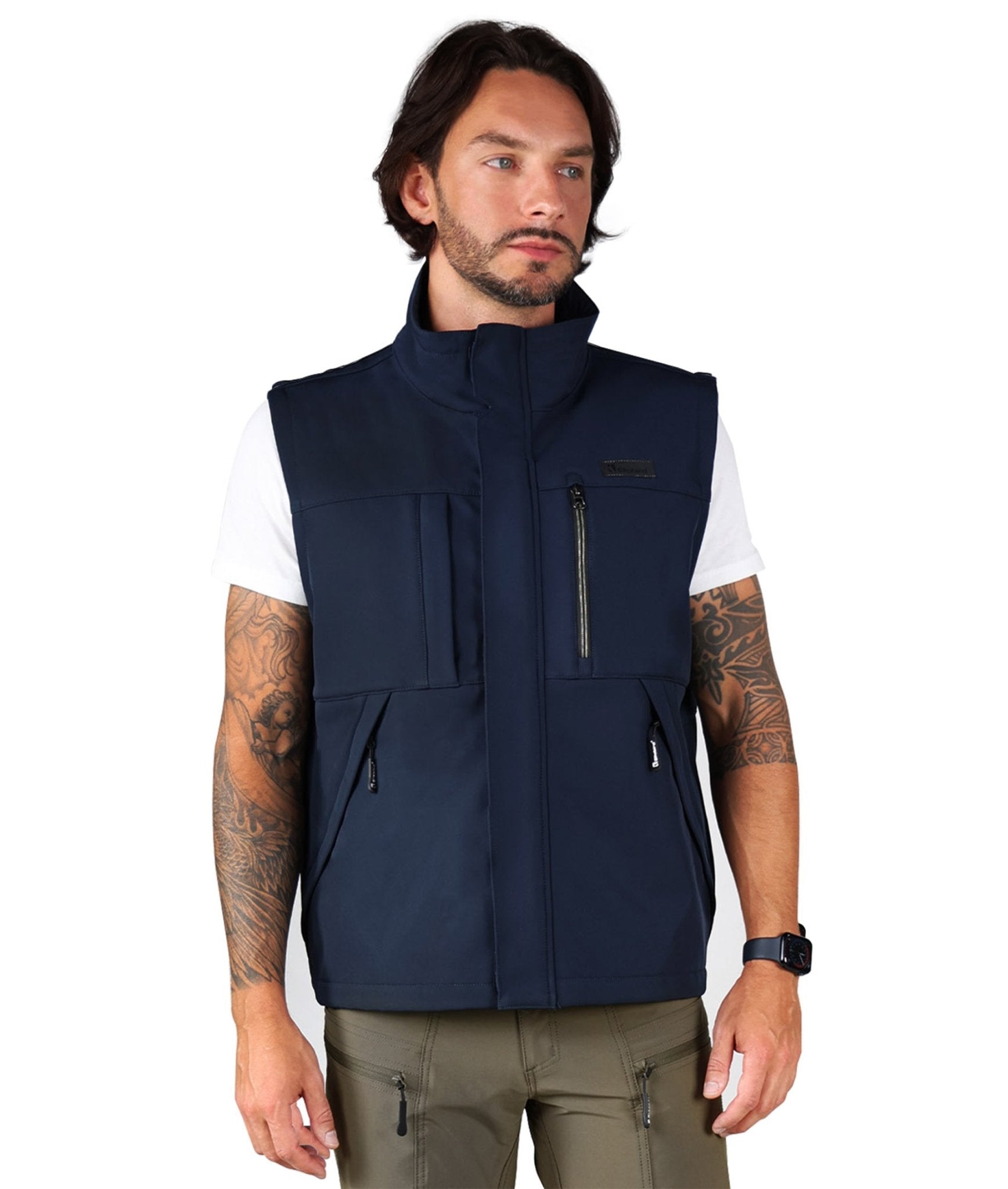 Ellobird Men's Softshell Vest, Warm Windproof Zip Pockets Waterproof Outerwear, Casual Hiking Travel Golf Sleeveless Jacket - Ellobird
