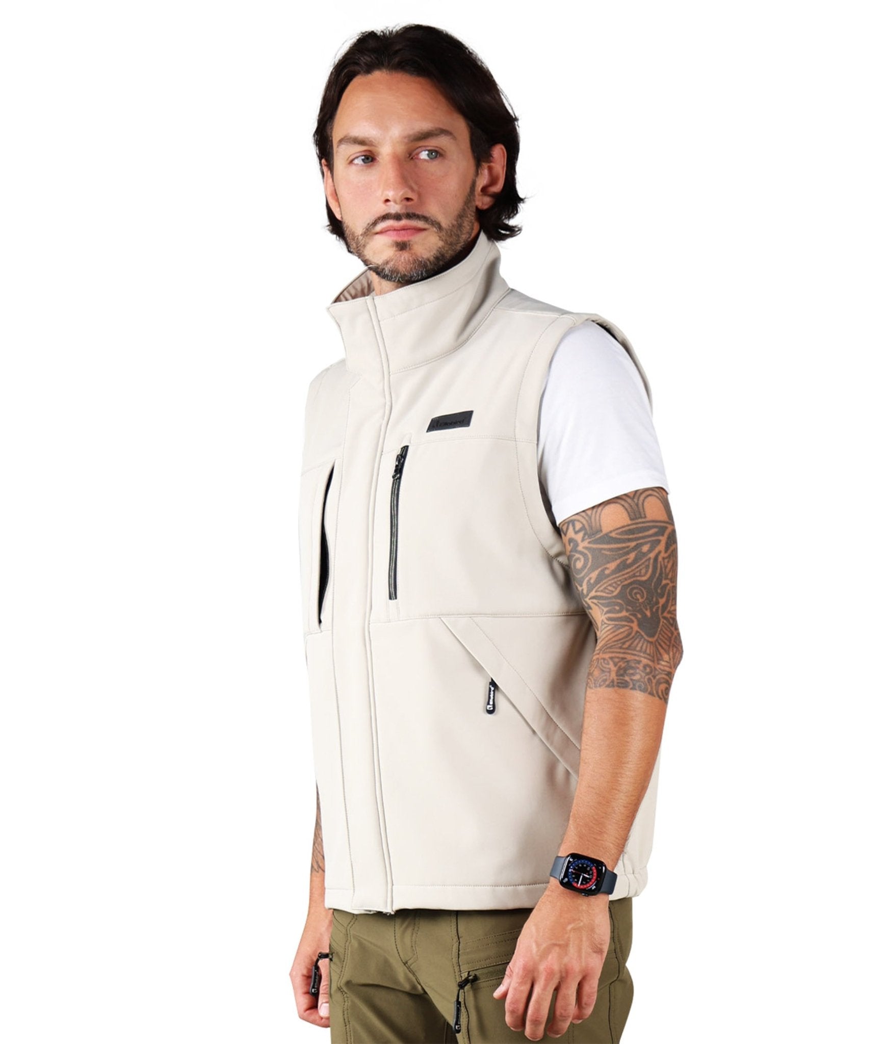 Ellobird Men's Softshell Vest, Warm Windproof Zip Pockets Waterproof Outerwear, Casual Hiking Travel Golf Sleeveless Jacket - Ellobird