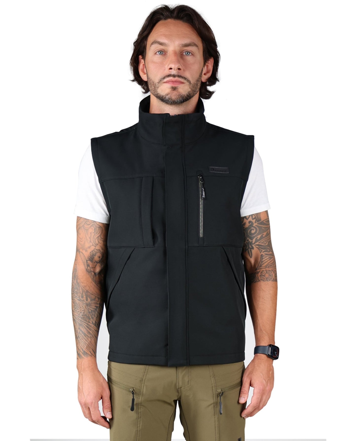 Ellobird Men's Softshell Vest, Warm Windproof Zip Pockets Waterproof Outerwear, Casual Hiking Travel Golf Sleeveless Jacket - Ellobird