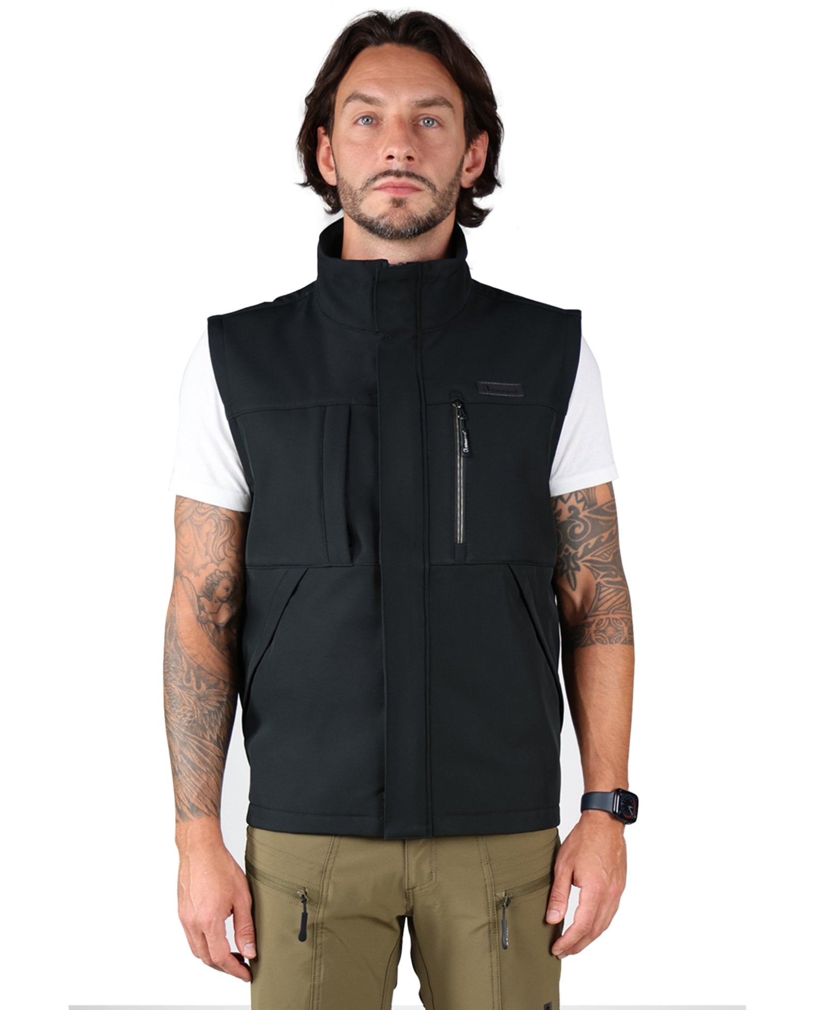Ellobird Men's Softshell Vest, Warm Windproof Zip Pockets Waterproof Outerwear, Casual Hiking Travel Golf Sleeveless Jacket - Ellobird