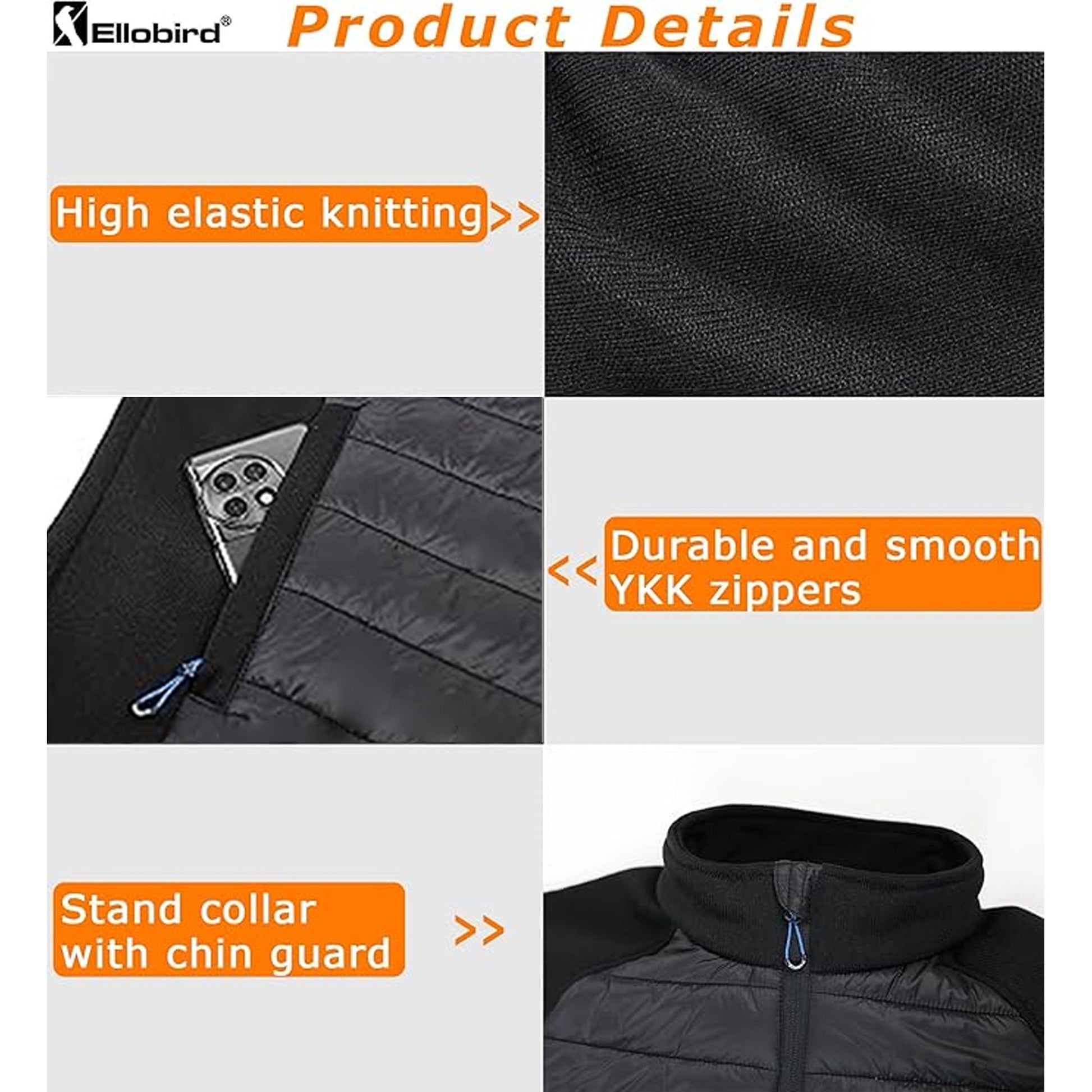 Ellobird puffer jacket men lightweight winter insulated travel active coats - Ellobird