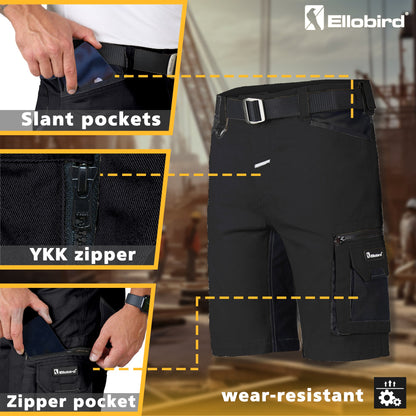 Ellobird Work Shorts for Men Construction Pants Mens Workwear Cordura Cargo Loose Fit Utility Carpenter Workwear Short - Ellobird